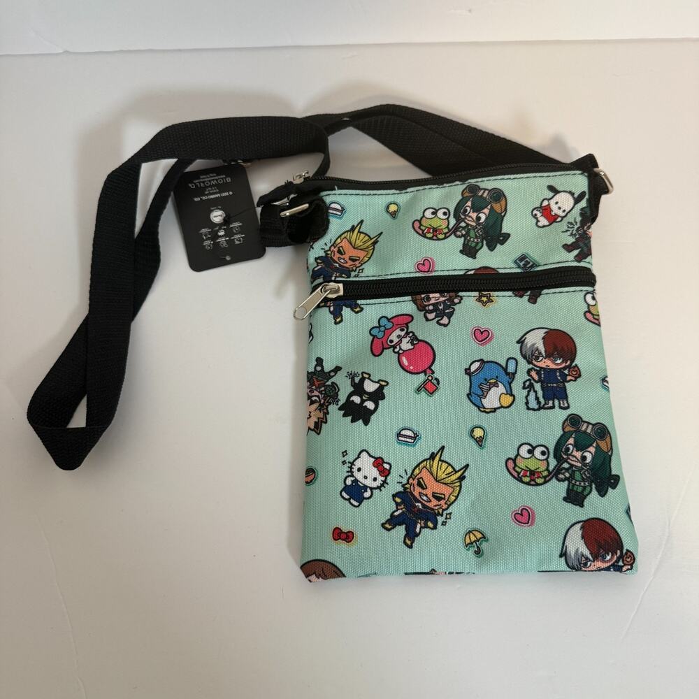 My Hero Academia Hello Kitty & Friends Passport Crossbody‎ Bag Teal Blue NEW